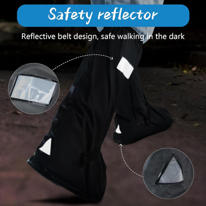 IwIeIaIrI Waterproof Rain Boot Covers with Safety Reflector, Black, L
