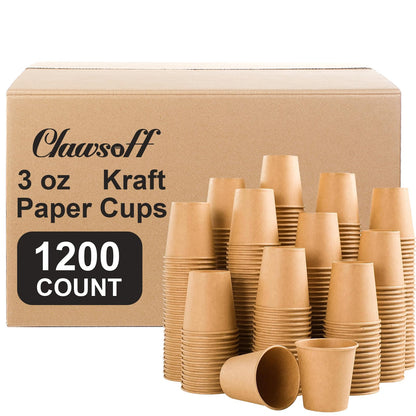 Clawsoff 180 Pack 12 oz Coffee Cups Brown Kraft Disposable Hot Paper Cups