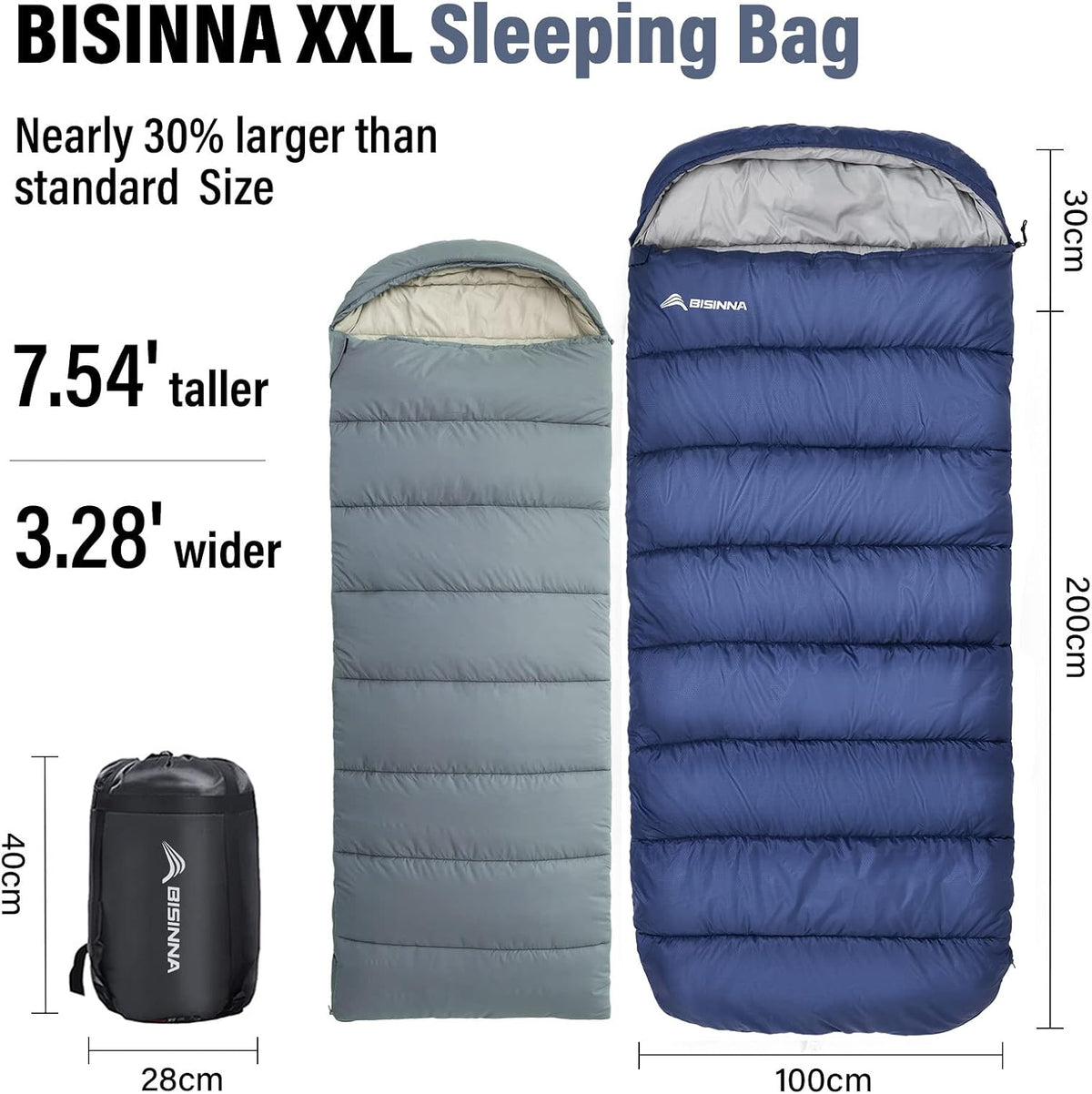 BISINNA XXL Sleeping Bag(90.55"x39.37") for Big and Tall Adults Plus Size