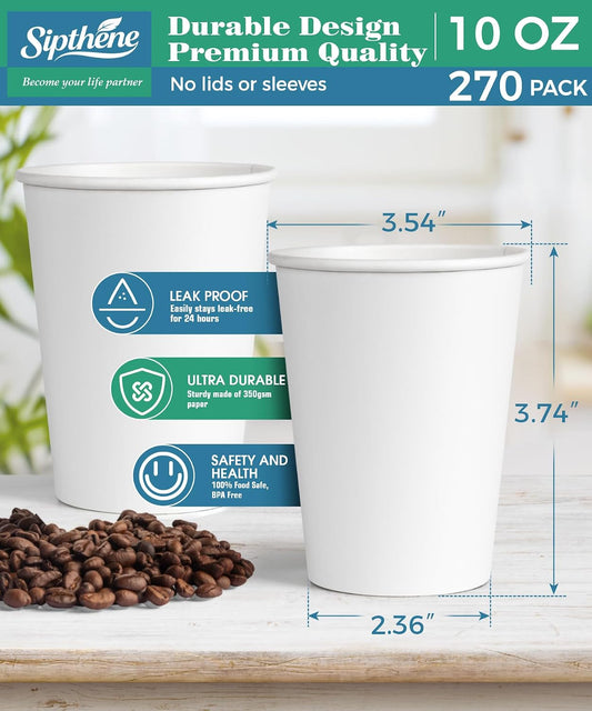270 Pack 10 oz Paper Cups, Disposable Coffee Cups