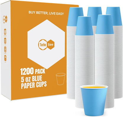 Turbo Bee 1200 Pack 5oz Disposable Paper Cups Bulk - Cold Beverage Water Cups for Parties, Offices, Events, Snacks and Mouthwash Use