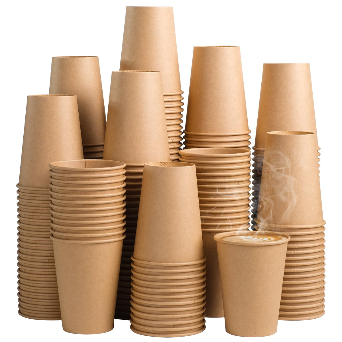 SIUQ 400 Pack 8 oz Kraft Paper Cups, Unbleached Disposable Coffee Cups