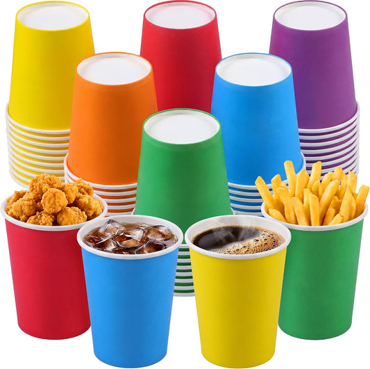 URATOT 60 Pieces 9 Ounce Disposable Paper Cups Rainbow Party Cups Drinking Cups for Party, DIY and Holiday, 6 Colors