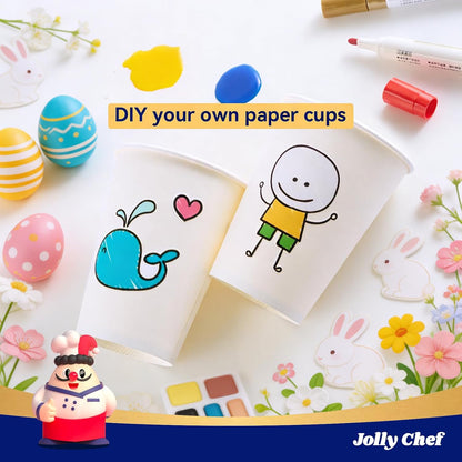 JOLLY CHEF 300 Pack Disposable Paper Coffee Cups 12 oz White Hot Paper Cups