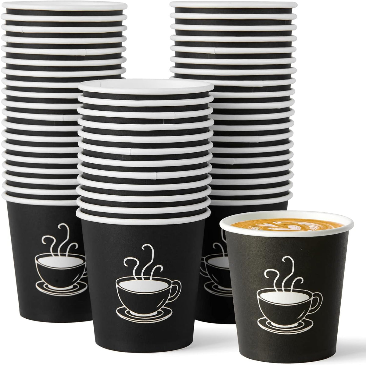 TV TOPVALUE 4 oz Espresso Paper Cups, 600 Count Small Coffee Cups, Black