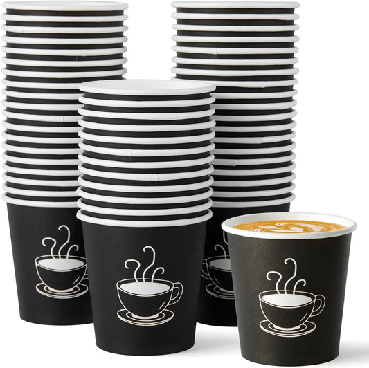 TV TOPVALUE 4 oz Espresso Paper Cups, 600 Count Small Coffee Cups, Black