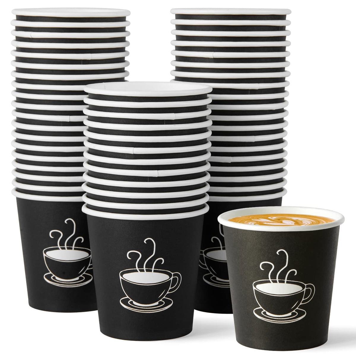 TV TOPVALUE 4 oz Espresso Paper Cups, 600 Count Small Coffee Cups, Black