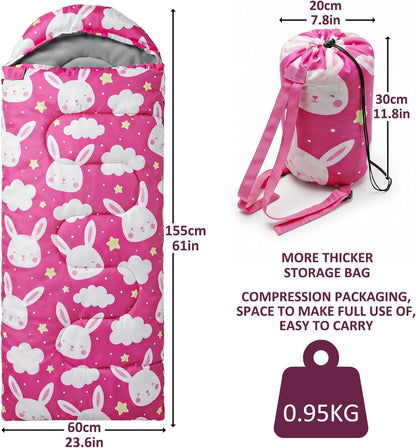Kids Sleeping Bags - Camping Sleeping Bags with Carry Bag - Compact Sleeping Bag for Hiking, Backpacking 3 Season Warm & Cool Weather, Lightweight Waterproof Outdoor Travel for Boys Girls