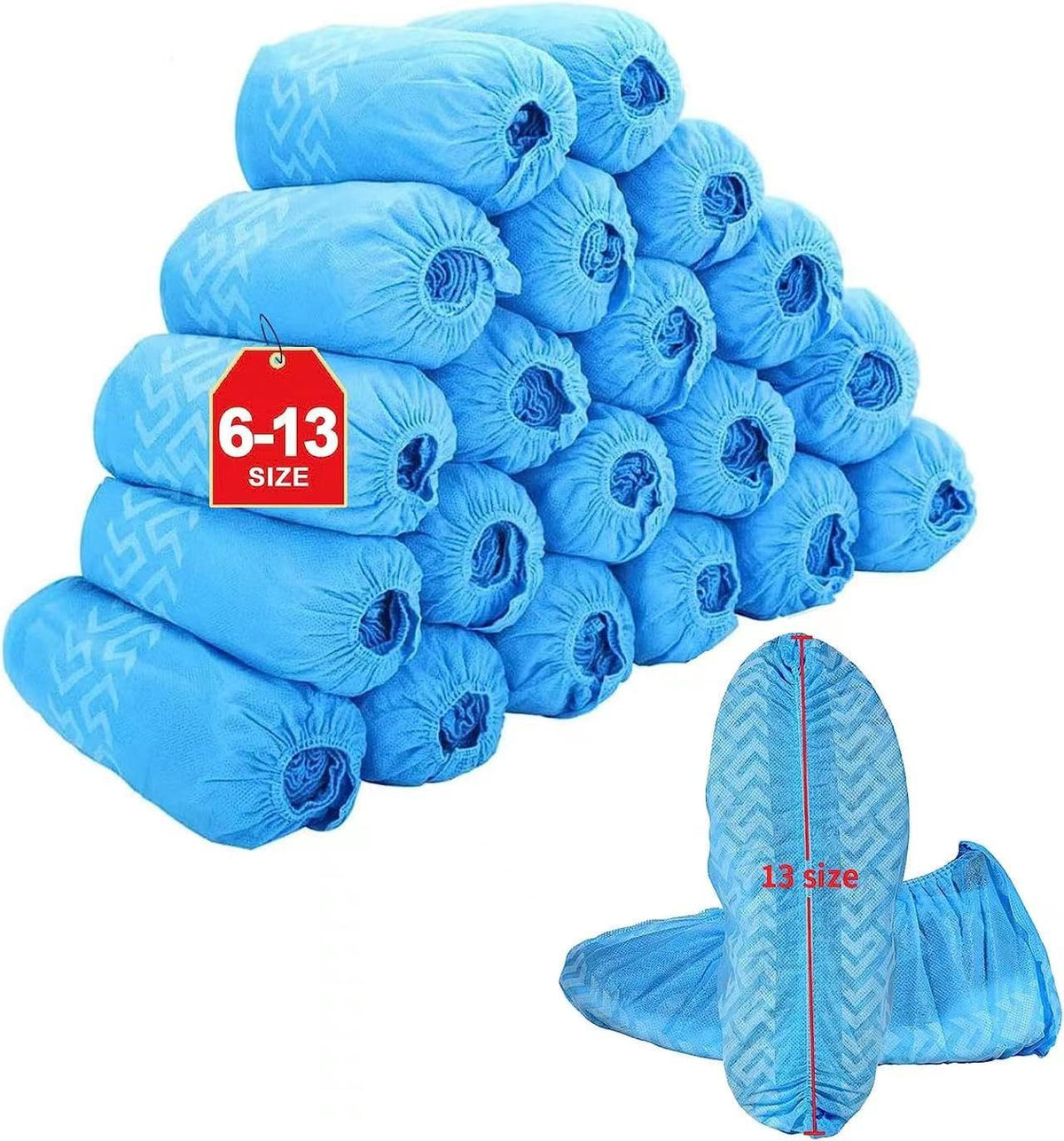 X-Large Shoe Covers Disposable 200 Pack (100 Pairs) Fit Shoe Sizes to Men's 13