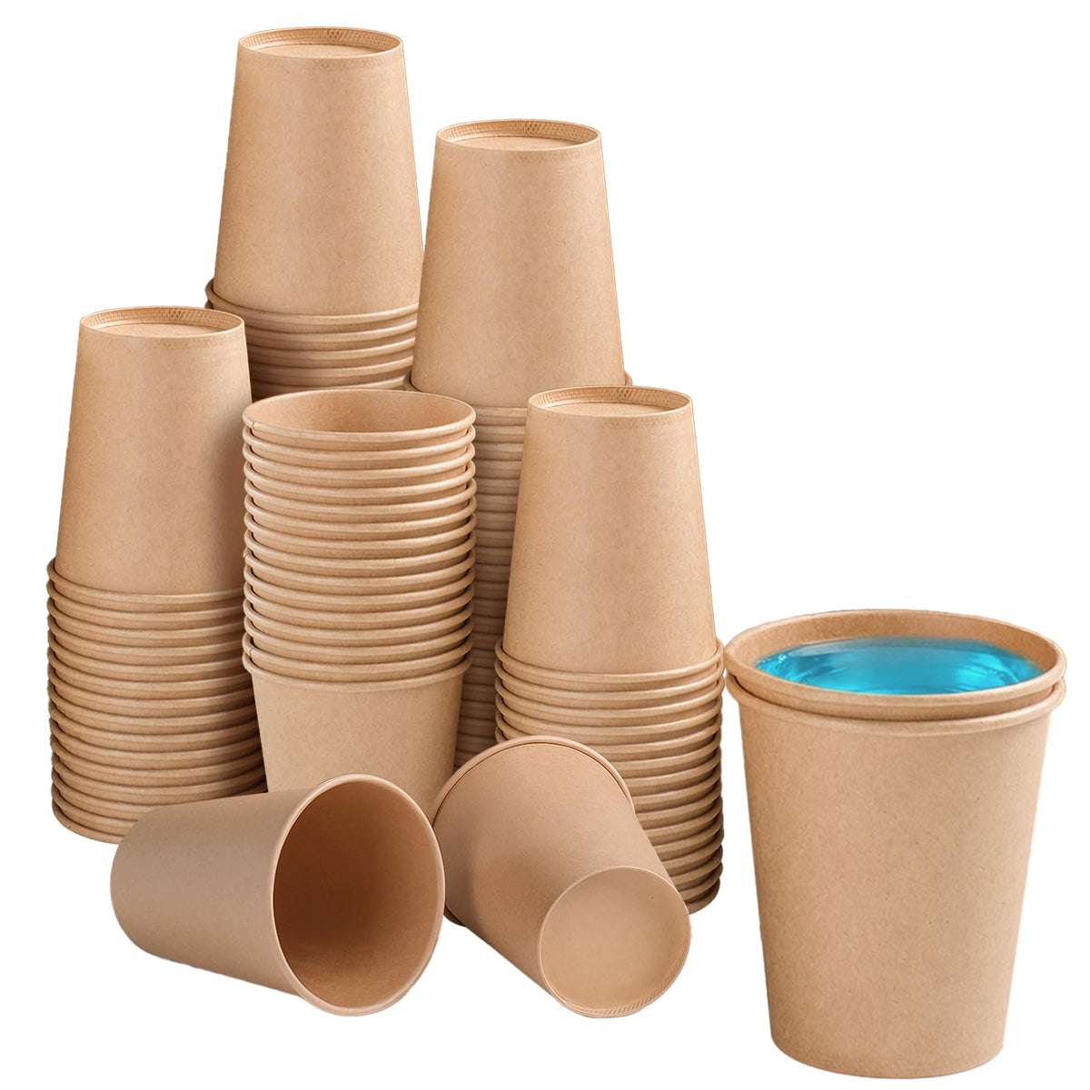 BYSNOW 300 Pack 12 oz Kraft Paper Cups, Disposable Coffee Hot Water Cups