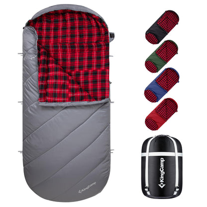 KingCamp Sleeping Bag for Adults Big & Tall 100% Flannel Sleeping Bag