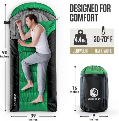 VENTURE 4TH Backpacking Sleeping Bag for Camping - Single, XXL & Double