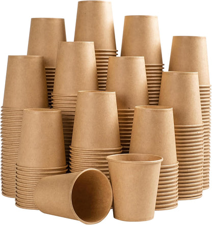Lamosi 200 Pack 8 oz Kraft Paper Cups, Brown Disposable Paper Coffee Cups