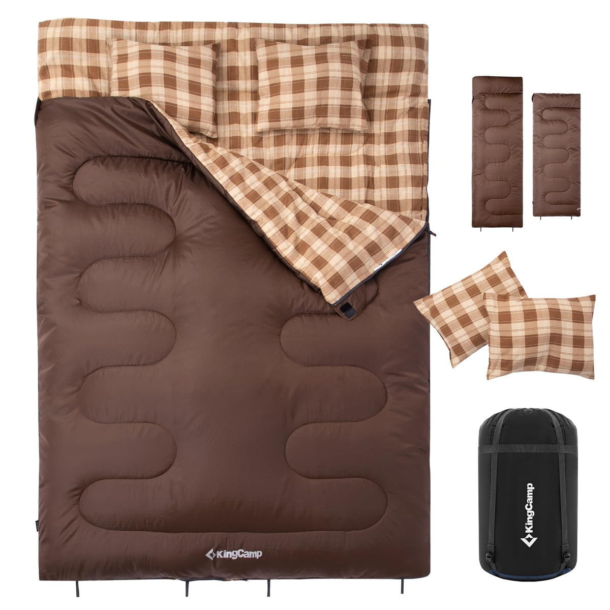 KingCamp Double Sleeping Bag for Adults, Queen Size 2 Person Sleeping Bag