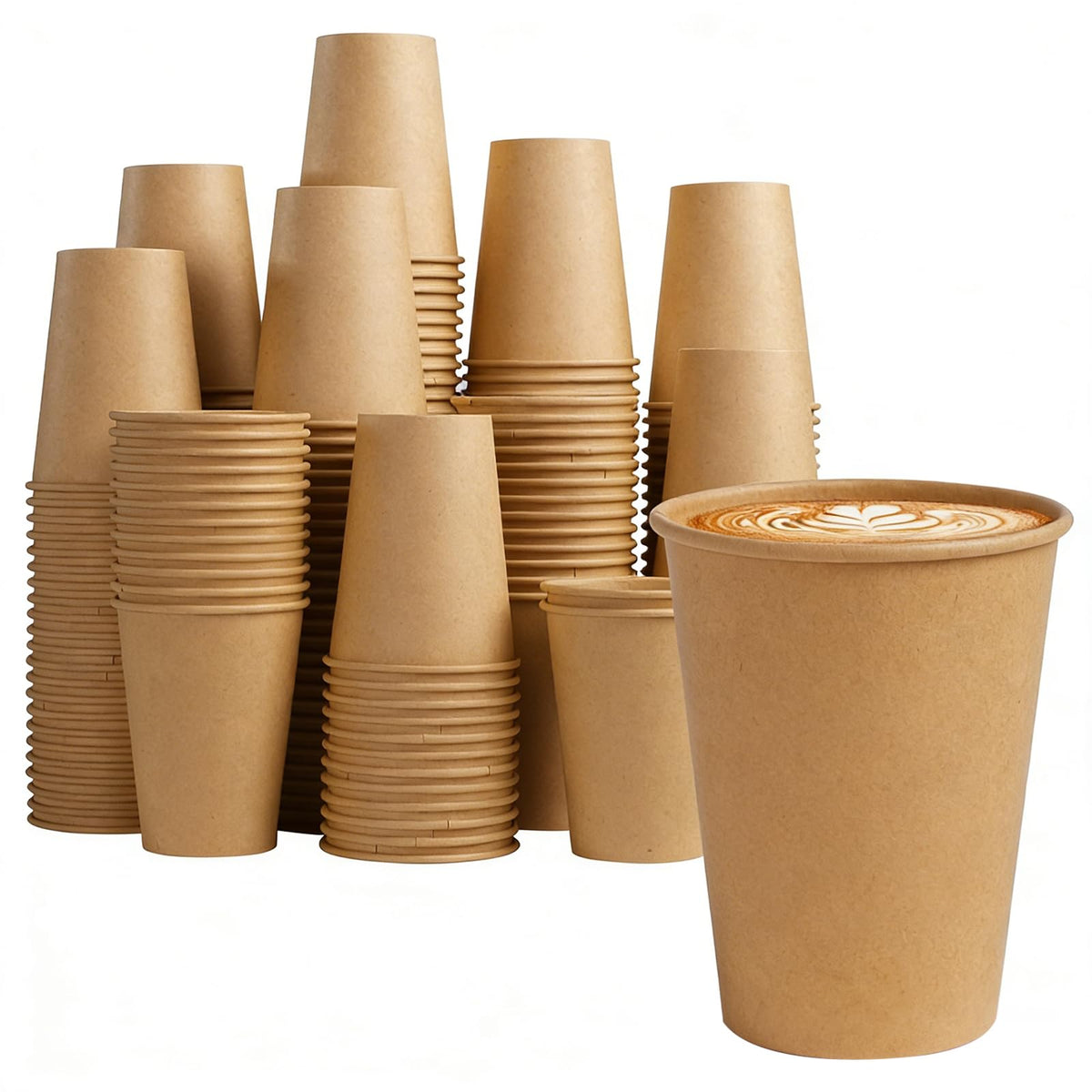 Lamosi 200 Pack 8 oz Kraft Paper Cups, Brown Disposable Paper Coffee Cups