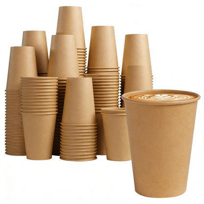 Lamosi 200 Pack 8 oz Kraft Paper Cups, Brown Disposable Paper Coffee Cups