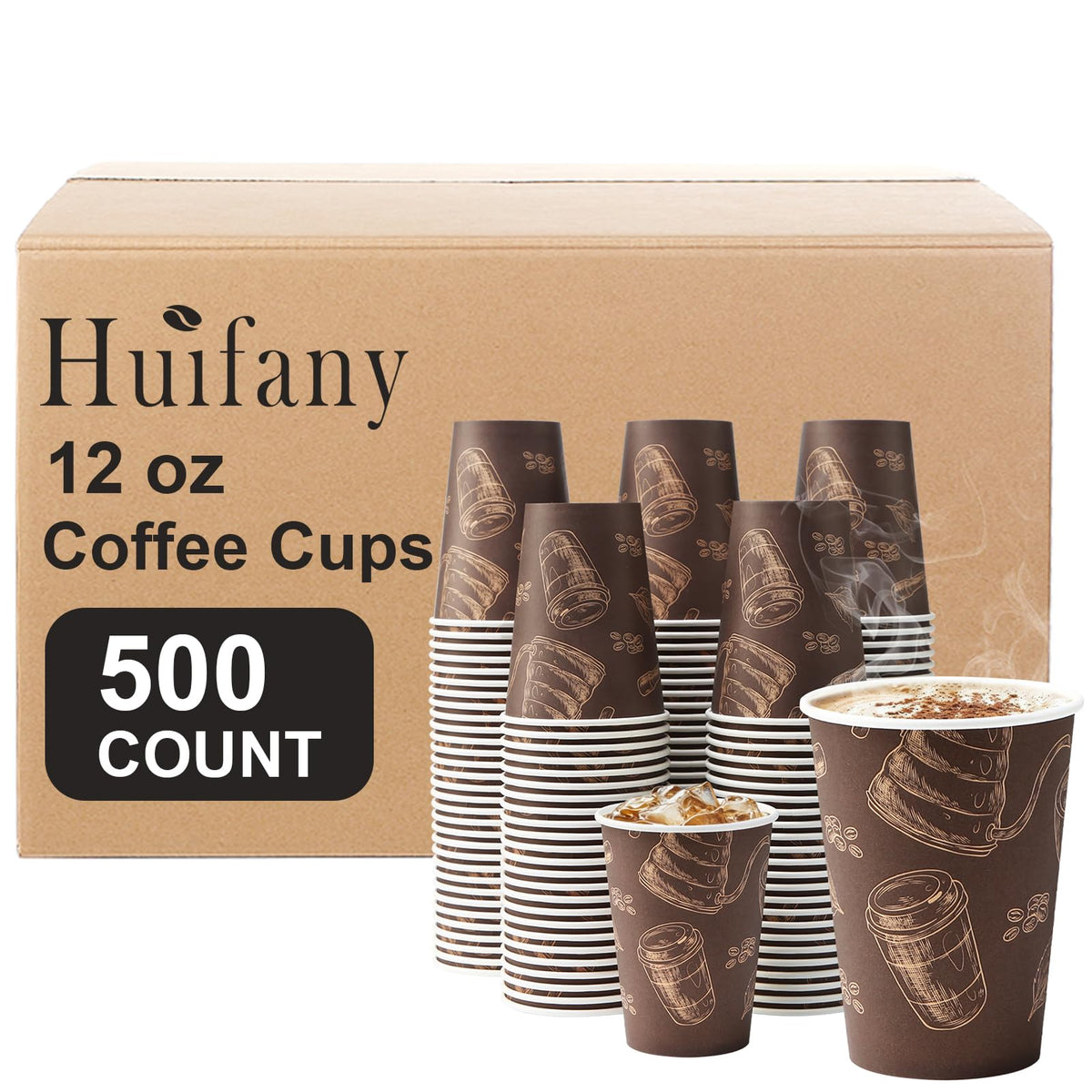 12 oz 180 Pack Coffee Cups Disposable Thickened Paper Coffee Cups