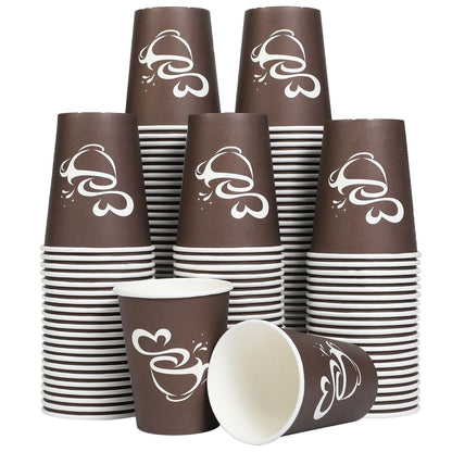 Clawsoff 300 Count 12 oz Paper Coffee Cups Disposable Hot Coffee Cups Brown
