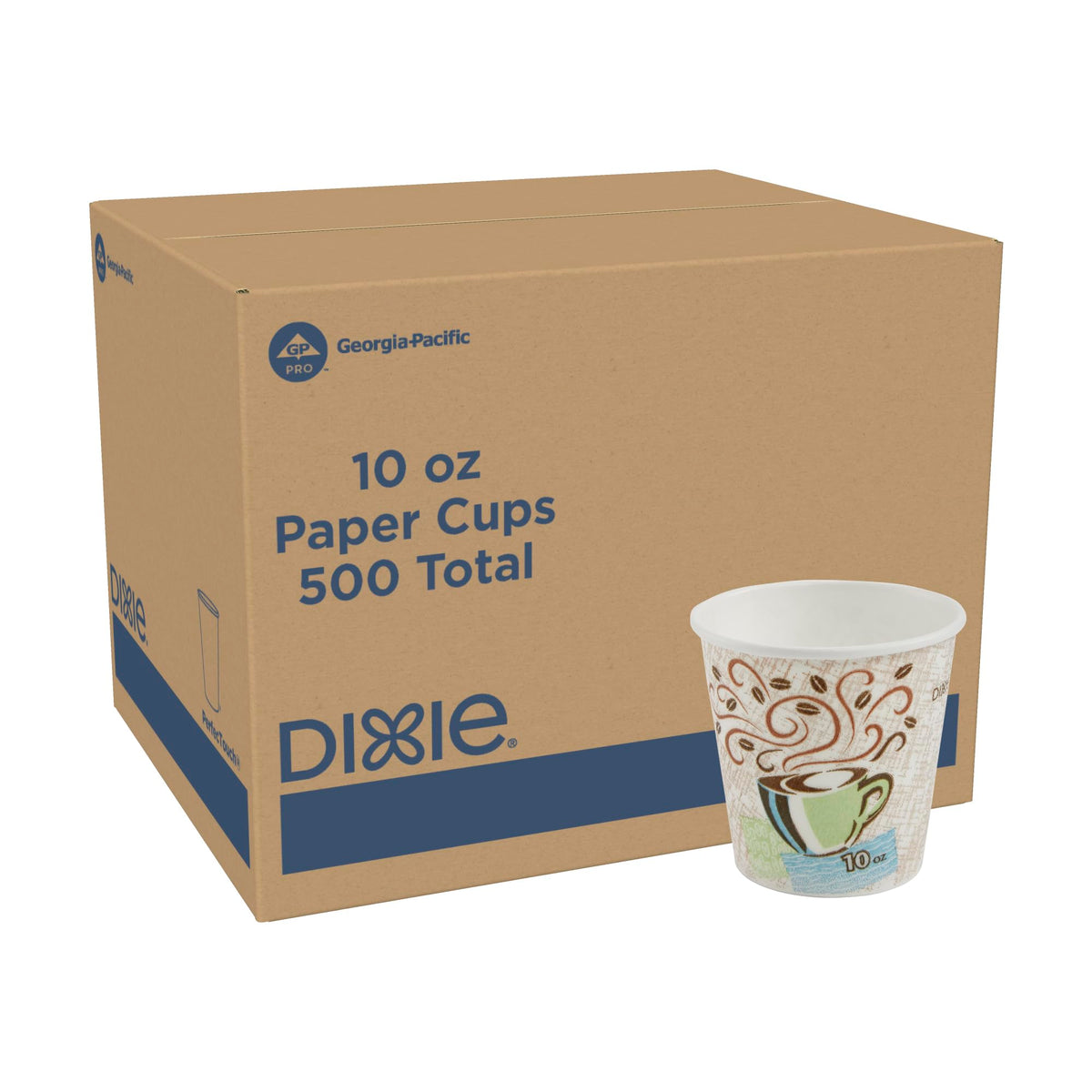 Dixie PerfecTouch 12 oz Paper Coffee Cups By GP PRO, Coffee Haze Design, 500 Count (25 Disposable Cups Per Sleeve, 20 Sleeves Per Case), 5342DX