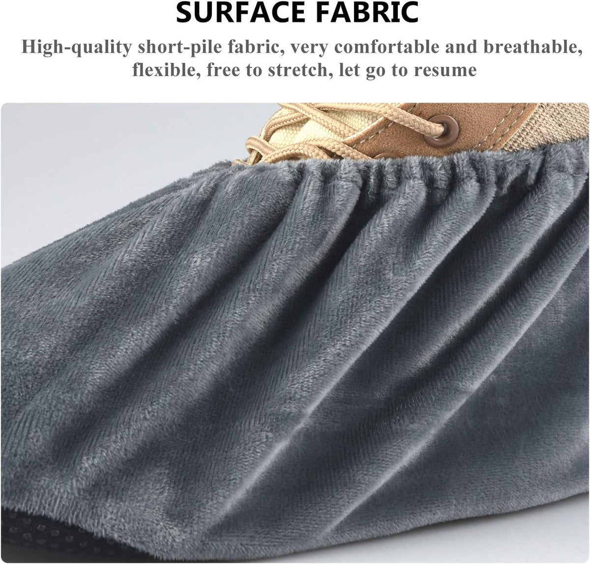 PlasMaller 5 Pairs Non Slip Washable Reusable Shoes Covers For Household Thickened Boots, Grey, XL
