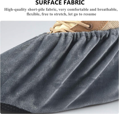PlasMaller 5 Pairs Non Slip Washable Reusable Shoes Covers For Household Thickened Boots, Grey, XL