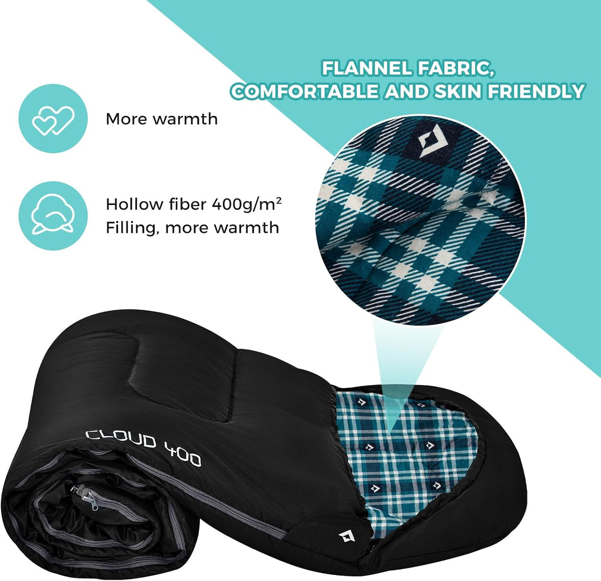 KingCamp Sleeping Bag for Adults, 100% Flannel XL Big and Tall