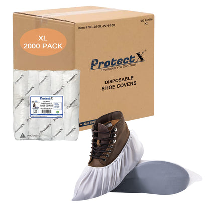 ProtectX Disposable Shoe & Boot Covers, XL Extra Large, 100-pack (50 pairs), Waterproof, Slip Resistant, Durable CPE plastic, Fits up to Men’s 14 US Size and All Women’s US Size Shoes