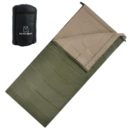 PO PO BEAR 0 Degree Sleeping Bag for Adults, 84" x 40" Big & Tall Cold Weather Sleeping Bag with Soft Flannel Lining