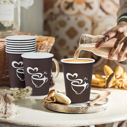Clawsoff 300 Count 12 oz Paper Coffee Cups Disposable Hot Coffee Cups Brown