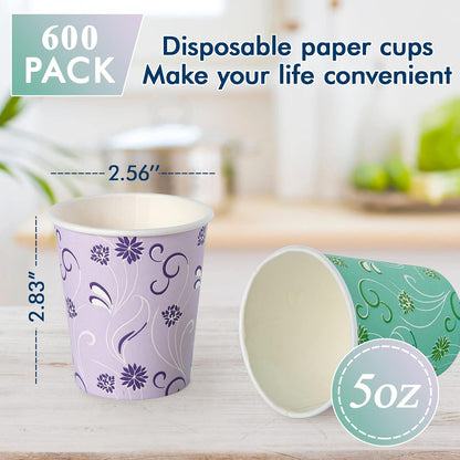 TV TOPVALUE 5 oz Paper Cups, 600 Pack Disposable Bathroom Cups Bulk, Purple