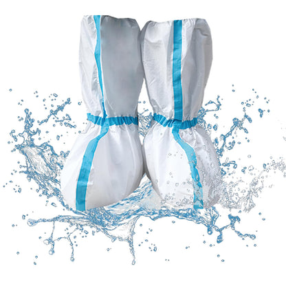 14 PCS(7 Pairs) Hazmat Shoe Covers Disposable & Boot Foot covers,Reusable,Non-slip,Waterproof for booties White 18inches Tall