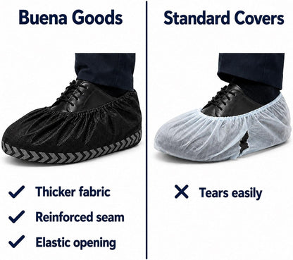 Black XL Disposable Boot and Shoe Covers, Non Slip, 100 Pack