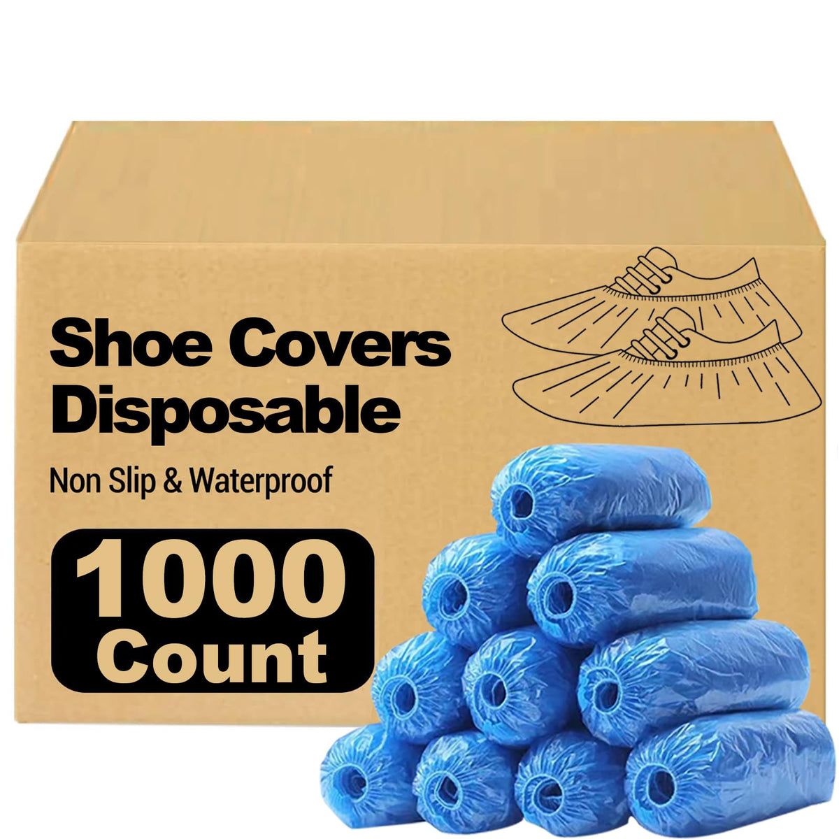 1000 Pieces(500 Pairs) Shoe Covers Disposable, Waterproof,Non-Slip for Various Occasions,fits up to US Men's 12 & Women's 13 Size,Durable Booties Boot Covers for Indoors & Outdoor.