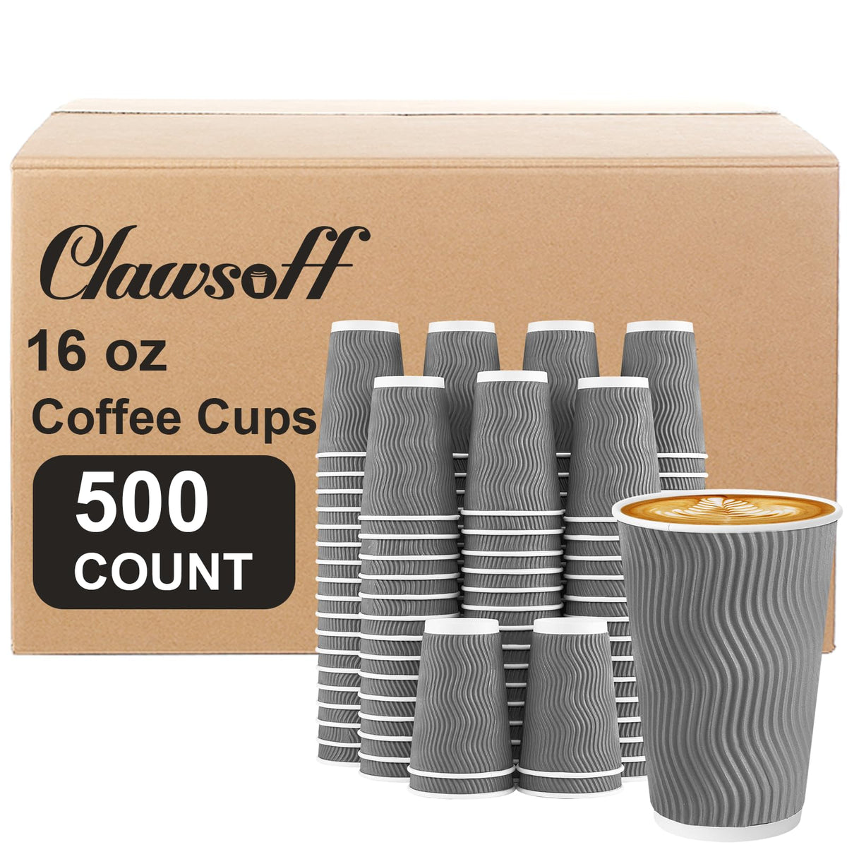 Clawsoff 120 Pack 12 oz Coffee Cups Disposable Insulated Paper Cup Gray