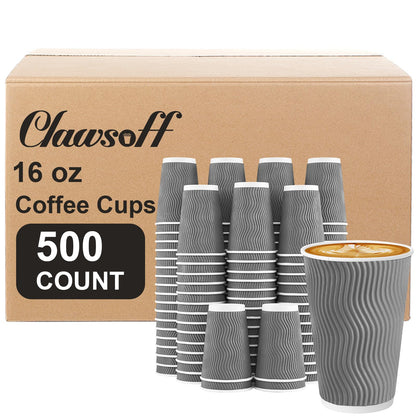Clawsoff 120 Pack 12 oz Coffee Cups Disposable Insulated Paper Cup Gray