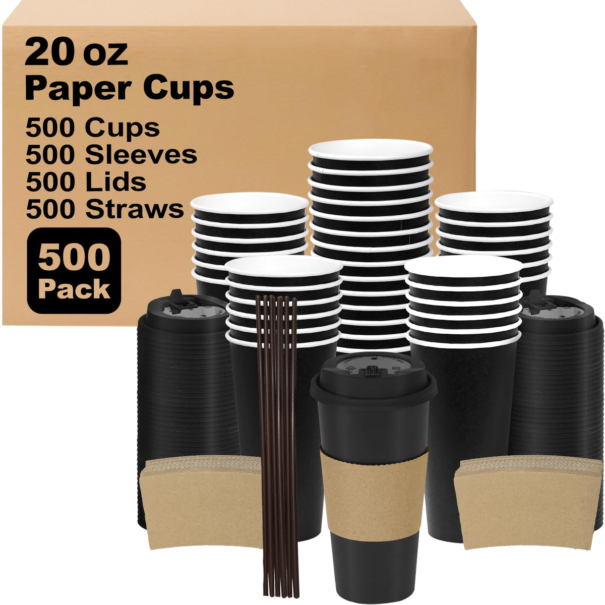 12 oz 100 Pack Disposable Coffee Cups, Bulk White Disposable Paper Cups, Coffee Cups for Hot Tea, Chocolate and Cold Drinks