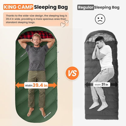 KingCamp Sleeping Bag for Adults Big & Tall 100% Flannel Sleeping Bag