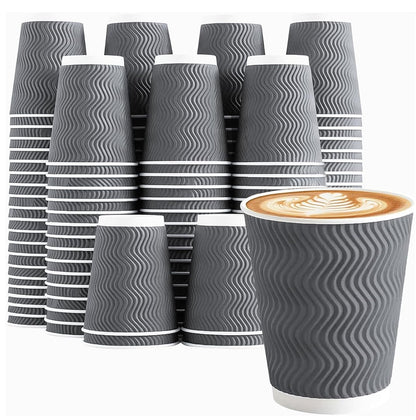 Clawsoff 120 Pack 12 oz Coffee Cups Disposable Insulated Paper Cup Gray