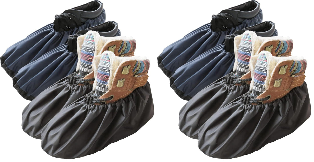 Reusable Shoe Covers, Non Slip Water Resistant Boot Covers for Construction &Household, 2 Pairs Extra Large Durable Overshoes to Keep Carpet Floors Clean