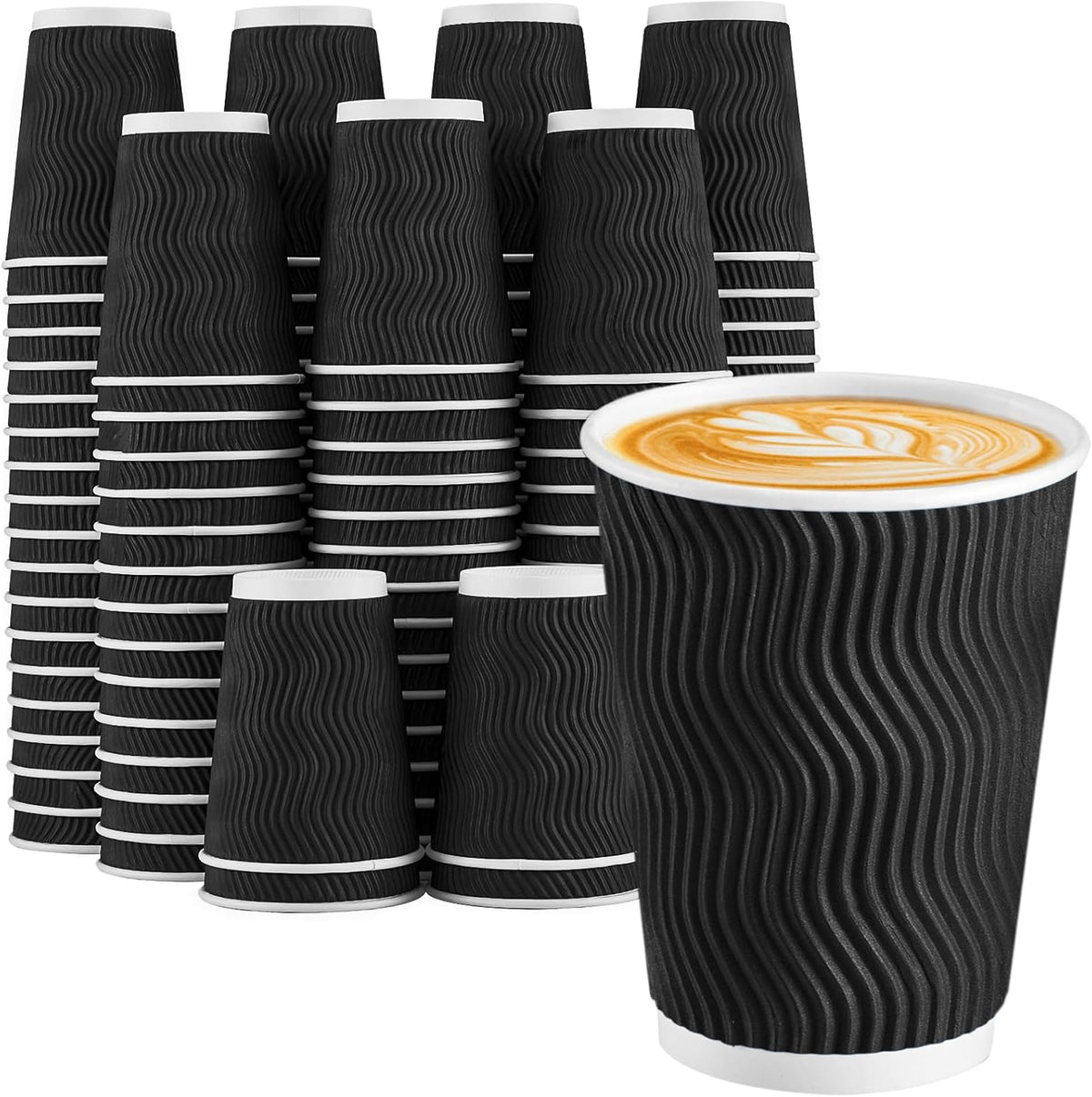 Lamosi 100 Pack Coffee Cups 12 oz, Disposable Paper Coffee Cups No Lids