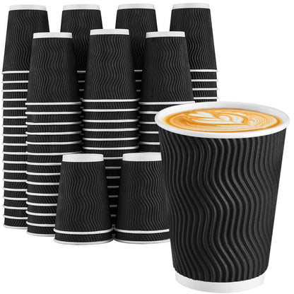 Lamosi 100 Pack Coffee Cups 12 oz, Disposable Paper Coffee Cups No Lids