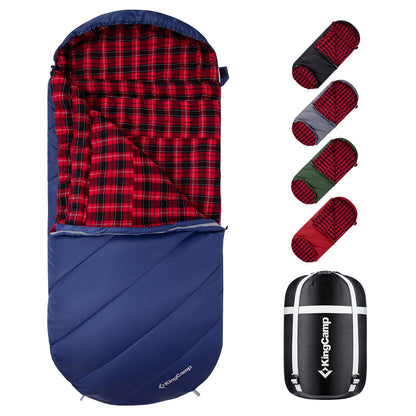 KingCamp Sleeping Bag for Adults Big & Tall 100% Flannel Sleeping Bag