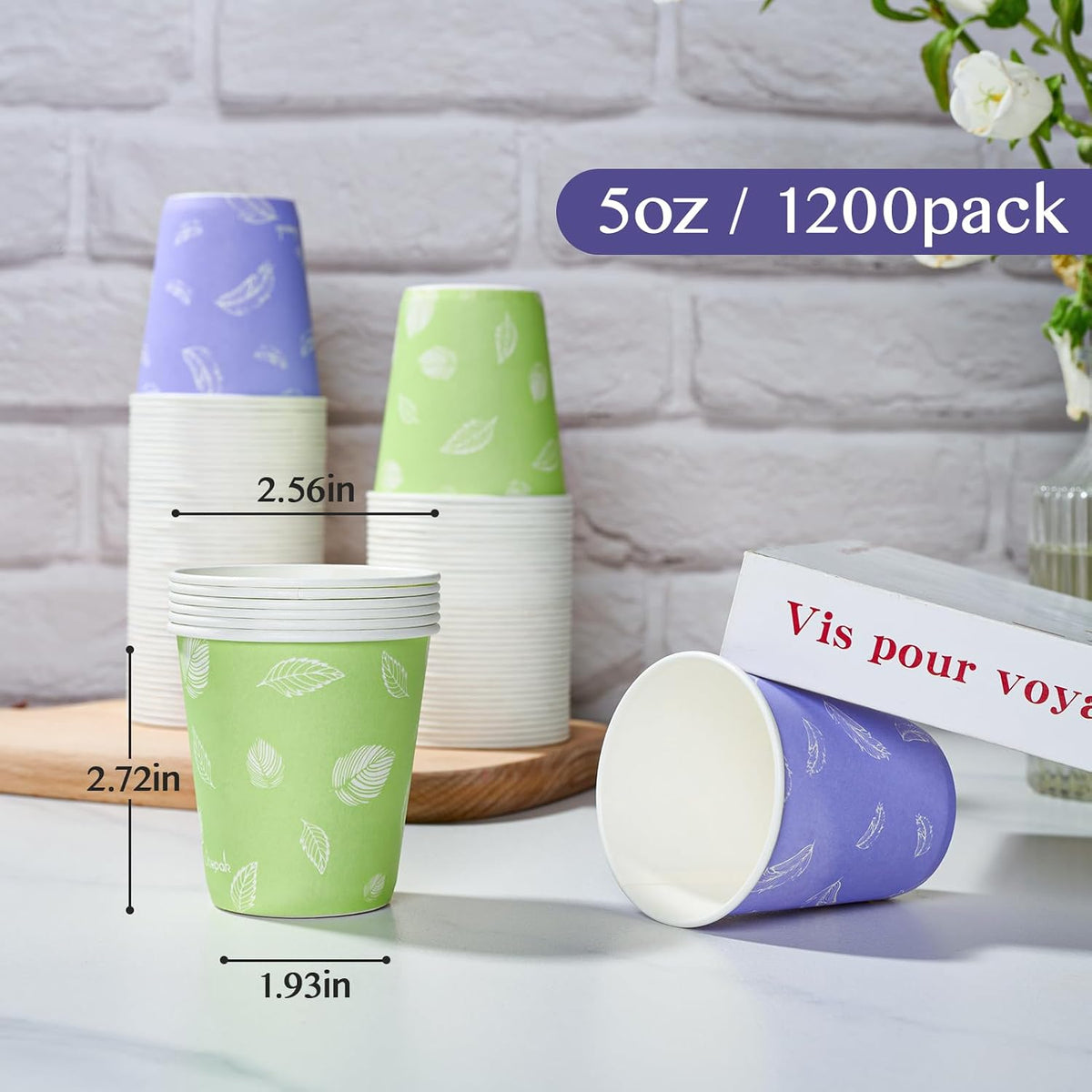 LITOPAK 1200 Pack 5 oz Paper Cups, Colorful Samll Paper Cups Disposable