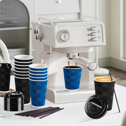 Lamosi 50 Pack 16 oz Coffee Cups with Lids, Disposable To Go Paper Cups