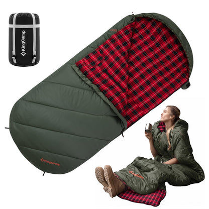 KingCamp Sleeping Bag for Adults Big & Tall 100% Flannel Sleeping Bag