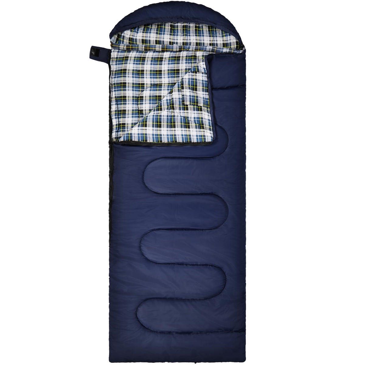 REDCAMP Flannel Sleeping Bag for Adults, Comfortable Cotton Envelope Sleeping Bags for Camping, Backpacking, Hiking, with Detachable Hood&Compression Sack, Blue/Red/Grey/Black