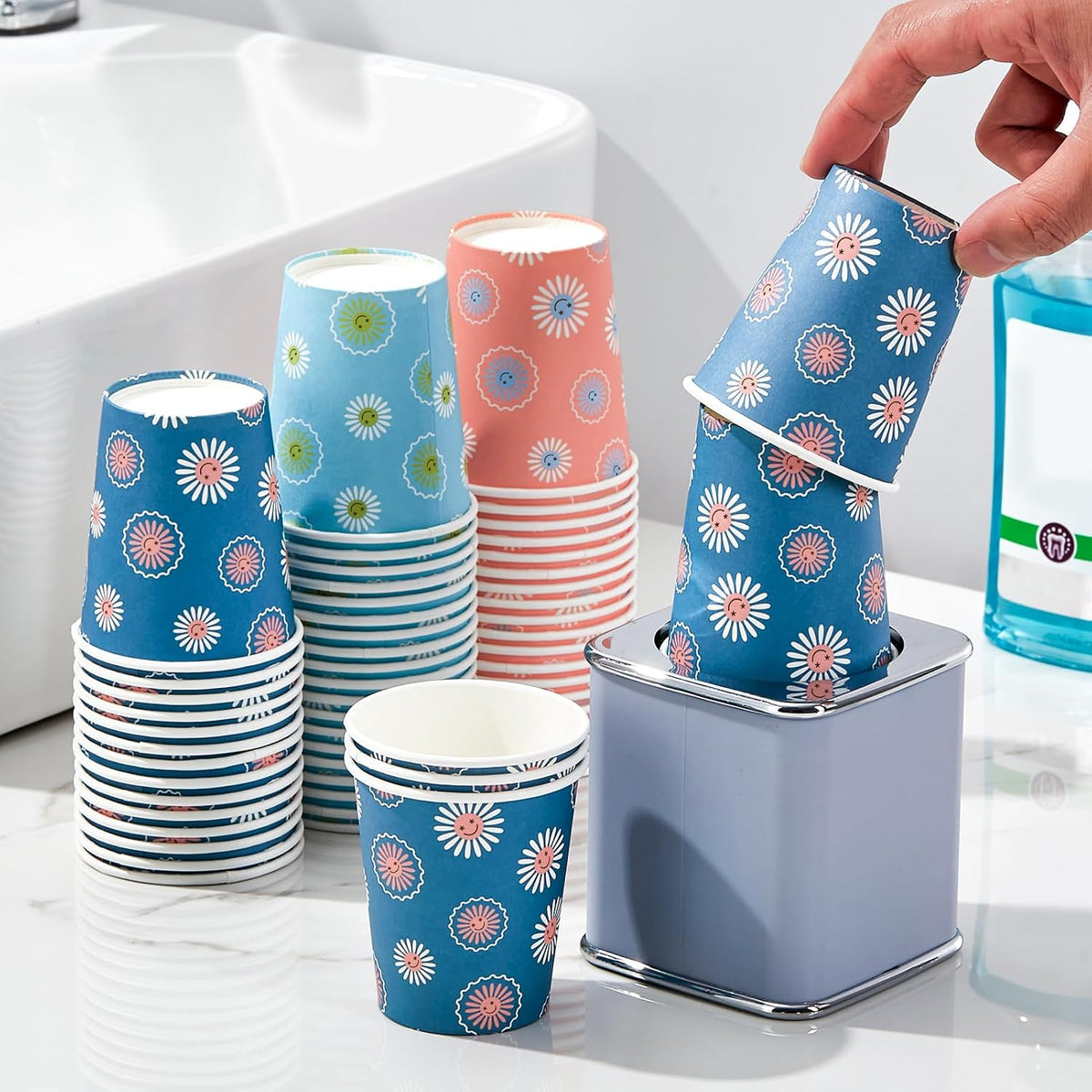SIUQ 300 Pack 5 oz Paper Cups, Disposable Small Bathroom Mouthwash Cups