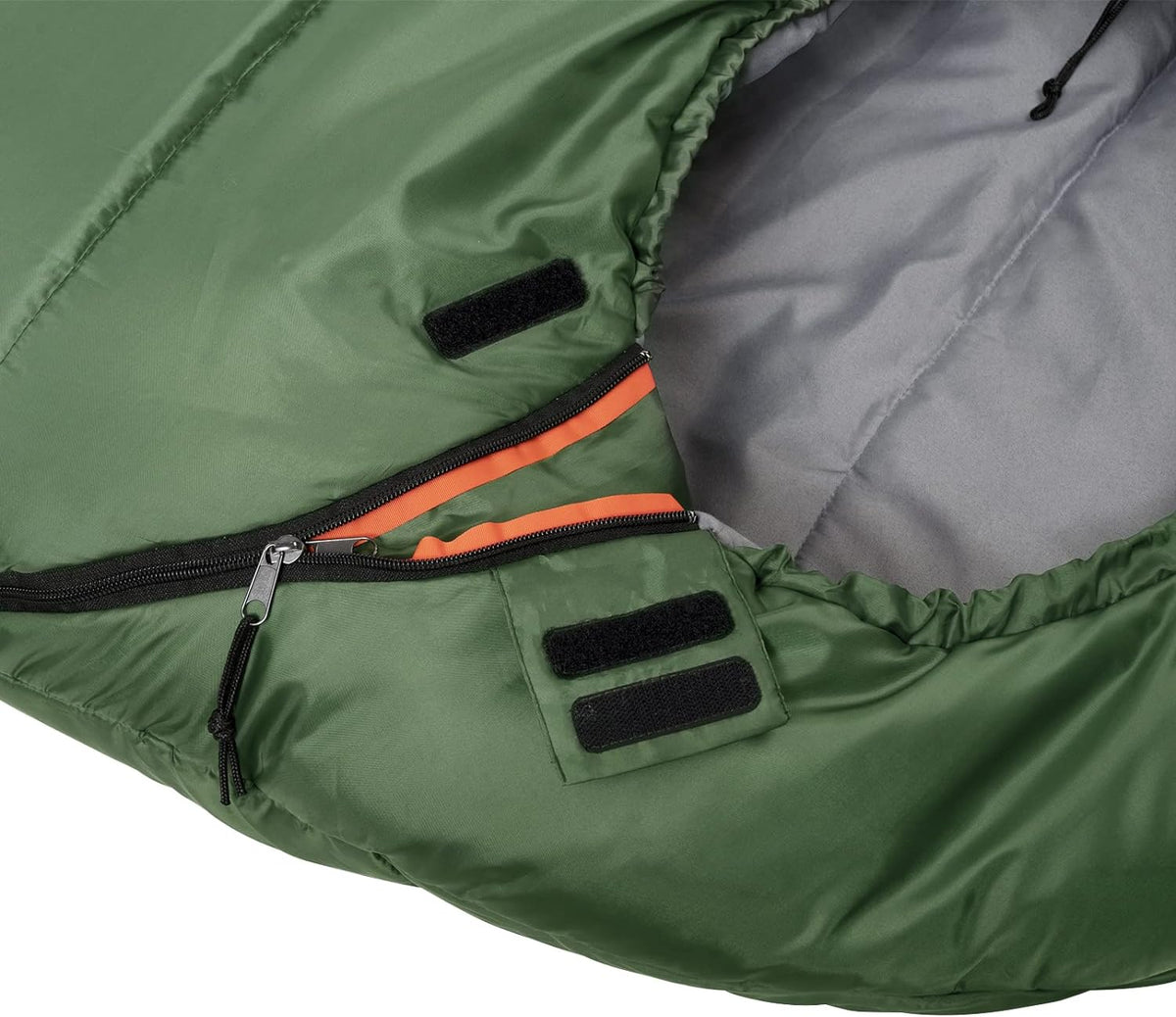 Amazon Basics 20°F Cold Weather Mummy Sleeping Bag for Hiking, Outdoor Camping with No-Snag Zipper, Portable, 82" x 33", Olive Green