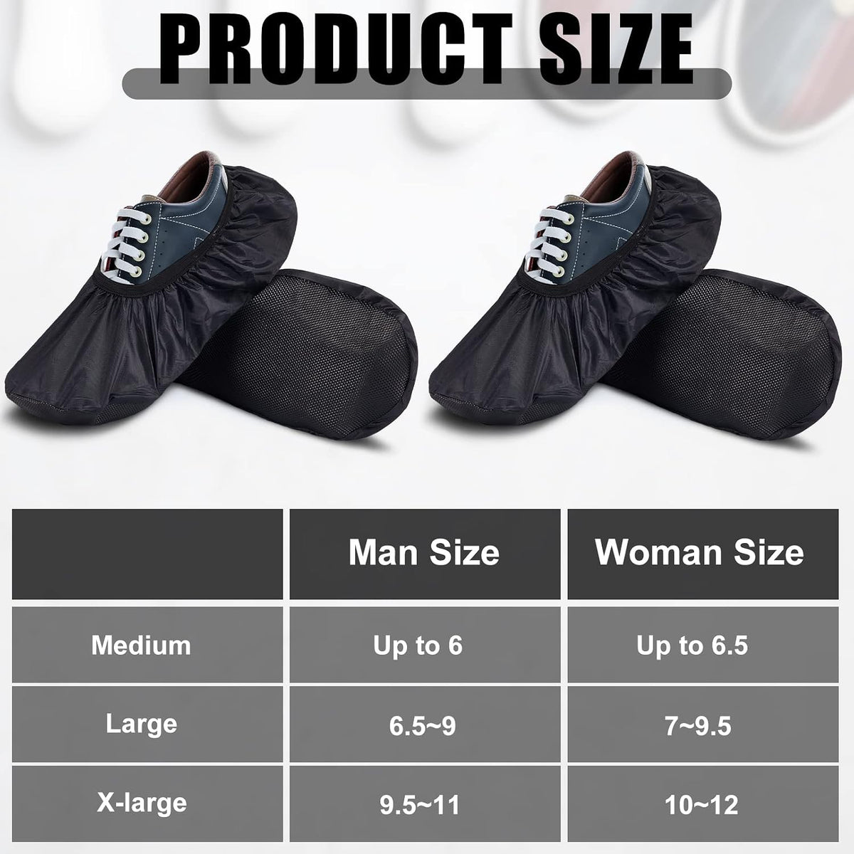 SATINIOR 2 Pairs Bowling Shoe Covers Black Non-Slip Protector, Reusable, XL
