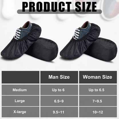 SATINIOR 2 Pairs Bowling Shoe Covers Black Non-Slip Protector, Reusable, XL
